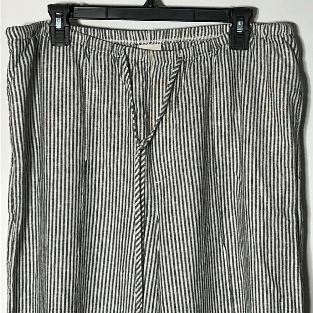 2 Brand new linen pants, drawstring, pockets, black & black/white striped - Picture 6 of 9